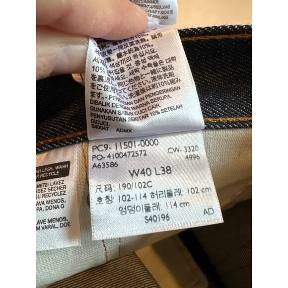 Levis 501 Jeans Mens Size 40x38 Blue Original Shrink to Fit Button Fly Raw Denim - Picture 6 of 12